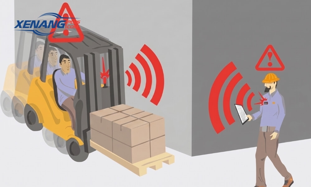 Hệ thống cảnh báo xe nâng tại góc khuất giúp bảo vệ hàng hóa