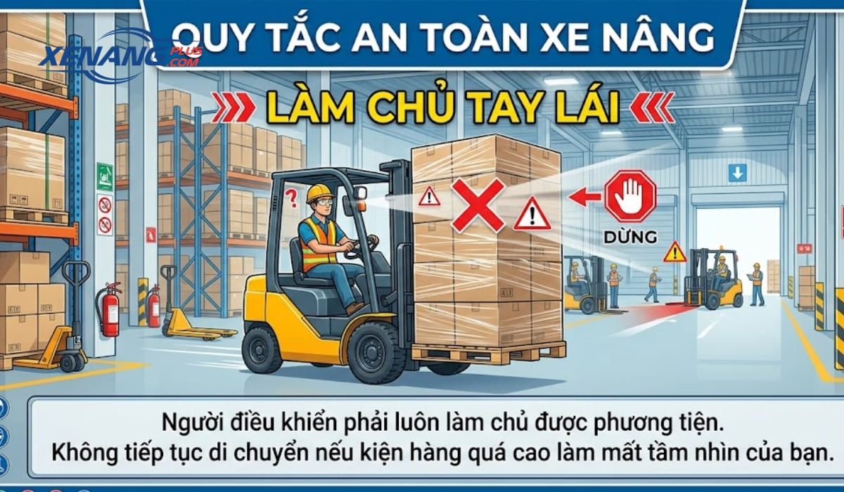 Cần làm chủ tay lái xe nâng để đảm bảo an toàn