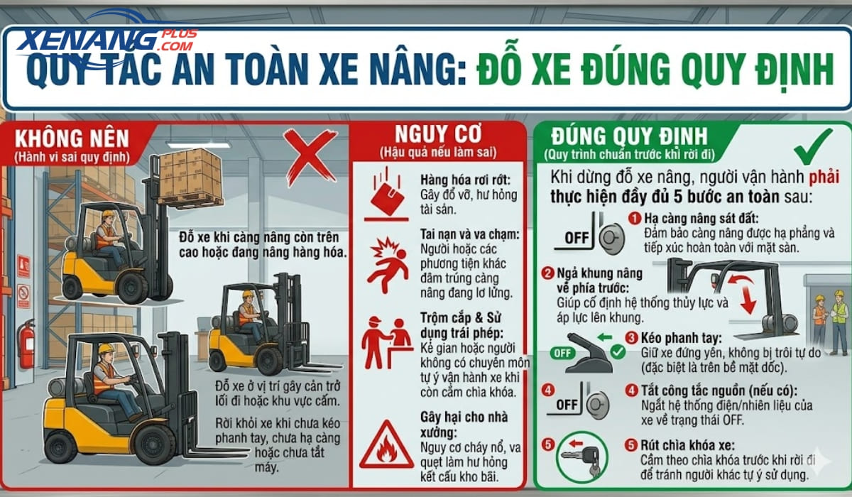 Tắt máy và đỗ xe đúng quy định sau khi đã sử dụng