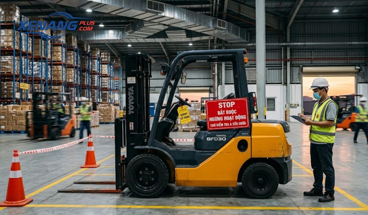 Nếu phát hiện xe nâng có vấn đề cần ngưng hoạt động để đảm bảo an toàn