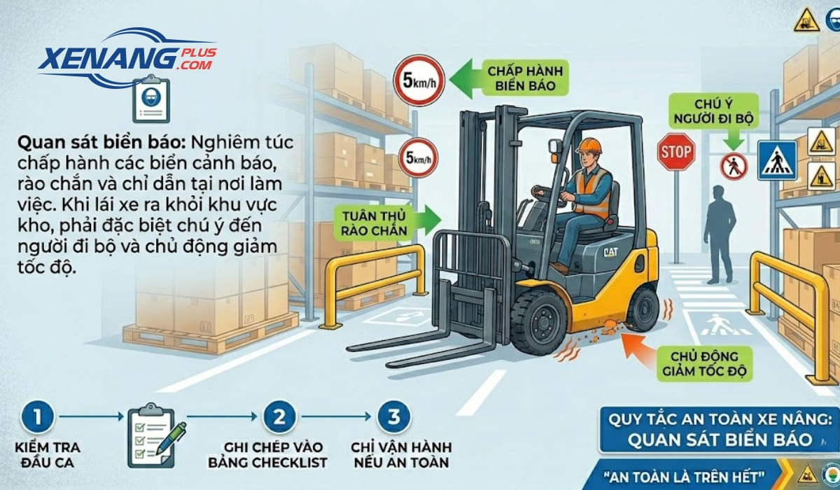 Khi di chuyển cần quan sát biển báo xung quanh