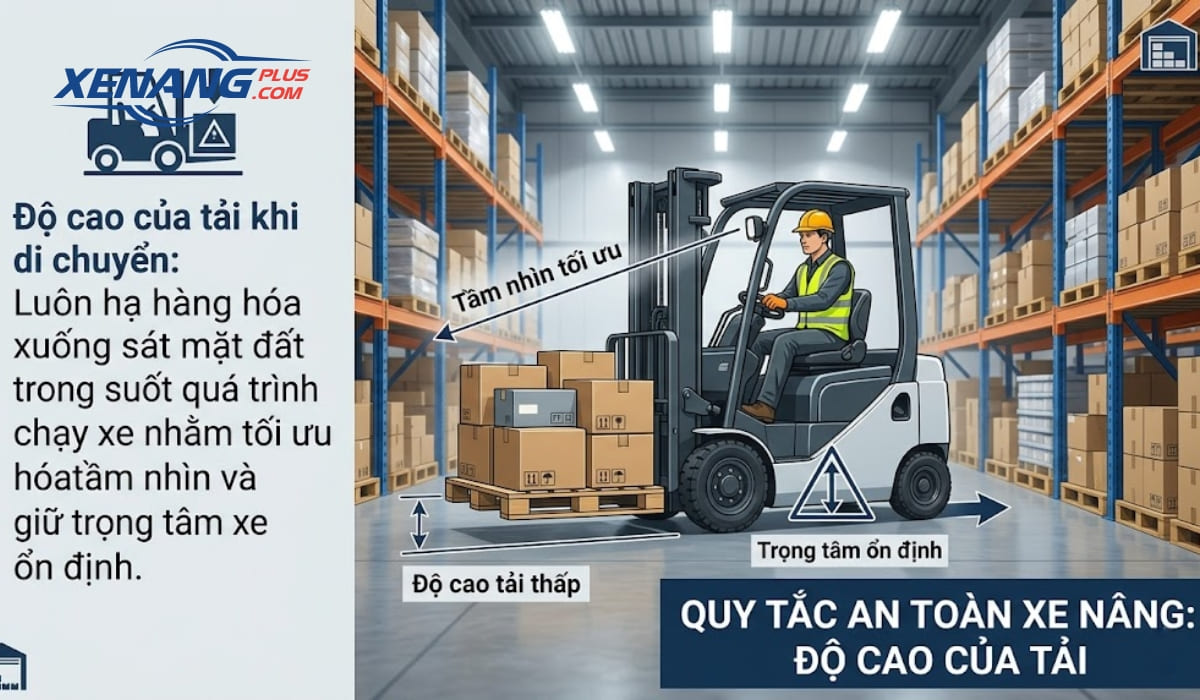 Đảm bảo độ cao của tải ở mức thấp vừa phải để dễ dàng di chuyển