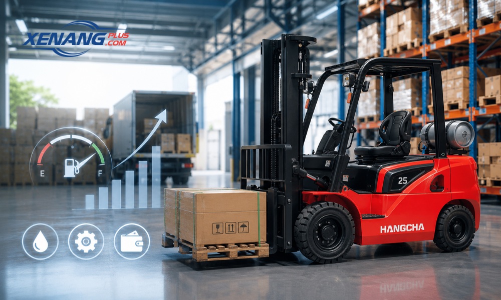 Định mức tiêu hao nhiên liệu xe nâng phản ánh lượng nhiên liệu động cơ tiêu thụ tính theo giờ máy hoạt động